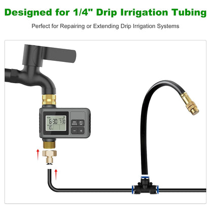 256FT Automatic Drip Irrigation System Kit,Automatic Garden Watering Misting System for Greenhouse, Yard, Plant ，Lawn with 1/2 inch Hose 1/4 inch Distribution Tubing and Accessories