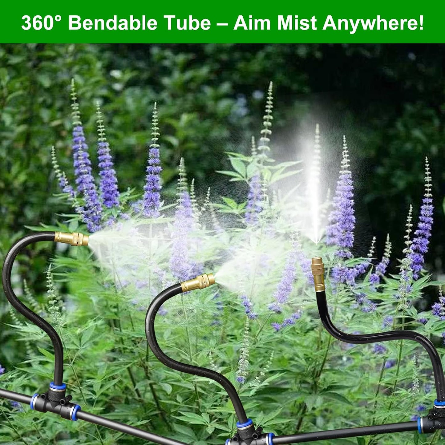 256FT Automatic Drip Irrigation System Kit,Automatic Garden Watering Misting System for Greenhouse, Yard, Plant ，Lawn with 1/2 inch Hose 1/4 inch Distribution Tubing and Accessories