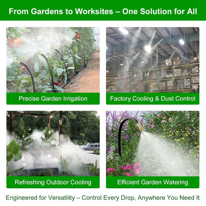 256FT Automatic Drip Irrigation System Kit,Automatic Garden Watering Misting System for Greenhouse, Yard, Plant ，Lawn with 1/2 inch Hose 1/4 inch Distribution Tubing and Accessories