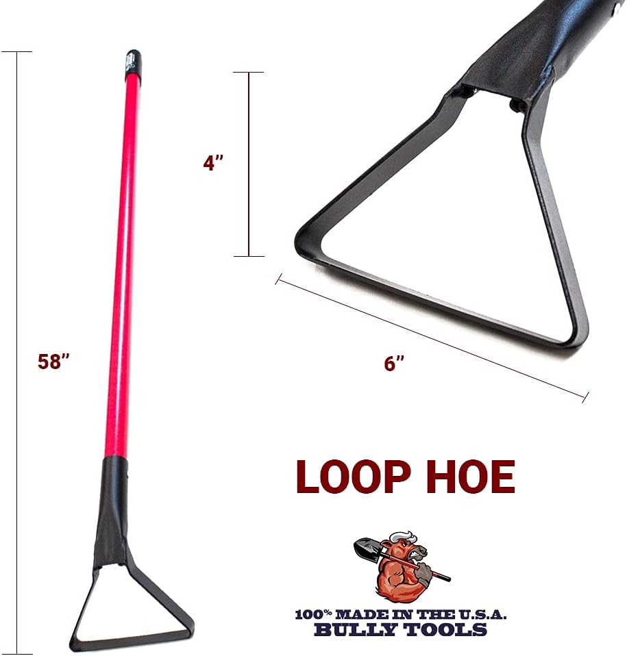 12-Gauge Loop Hoe w/Fiberglass Handle - Heavy-Duty Garden Hoe Tool for Weeding, Gardening, & Landscaping - Durable Tool for Everyday Garden Soil and Lawn Preparation - Made in The USA