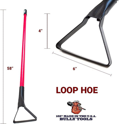 12-Gauge Loop Hoe w/Fiberglass Handle - Heavy-Duty Garden Hoe Tool for Weeding, Gardening, & Landscaping - Durable Tool for Everyday Garden Soil and Lawn Preparation - Made in The USA
