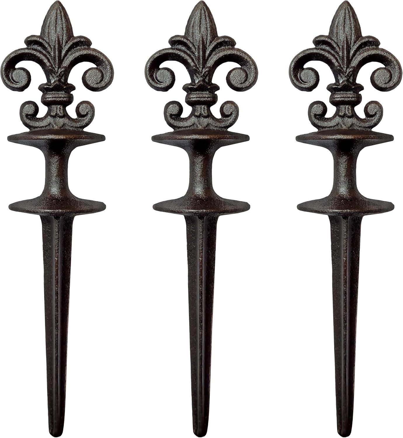 Antique Black Cast Iron Garden Fleur de lis Hose Guides, Set of 3. Strong and Decorative Hose Guide that Protects Your Plants and Provides Elegance to Your Garden