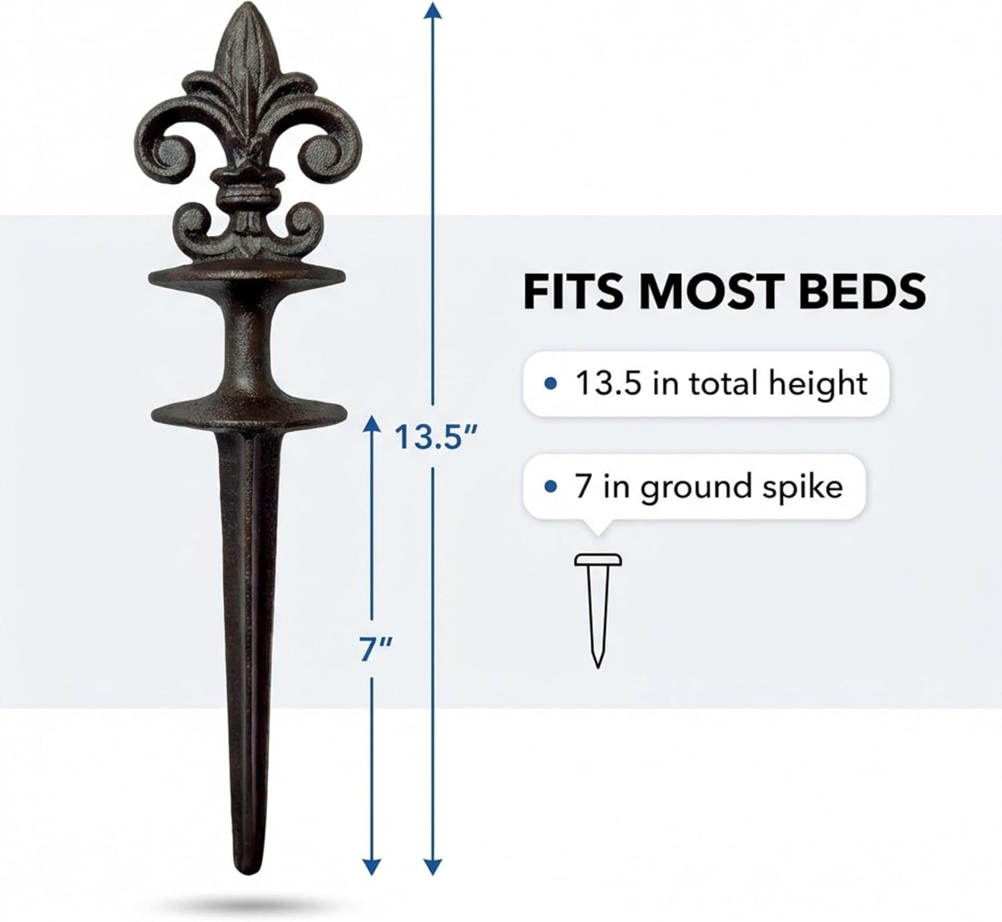 Antique Black Cast Iron Garden Fleur de lis Hose Guides, Set of 3. Strong and Decorative Hose Guide that Protects Your Plants and Provides Elegance to Your Garden