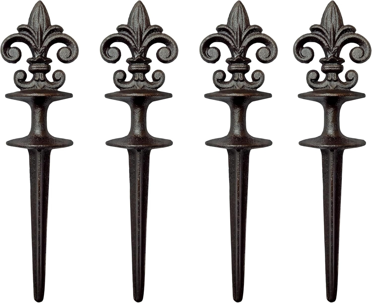 Antique Black Cast Iron Garden Fleur de lis Hose Guides, Set of 3. Strong and Decorative Hose Guide that Protects Your Plants and Provides Elegance to Your Garden