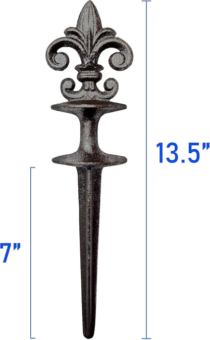 Antique Black Cast Iron Garden Fleur de lis Hose Guides, Set of 3. Strong and Decorative Hose Guide that Protects Your Plants and Provides Elegance to Your Garden