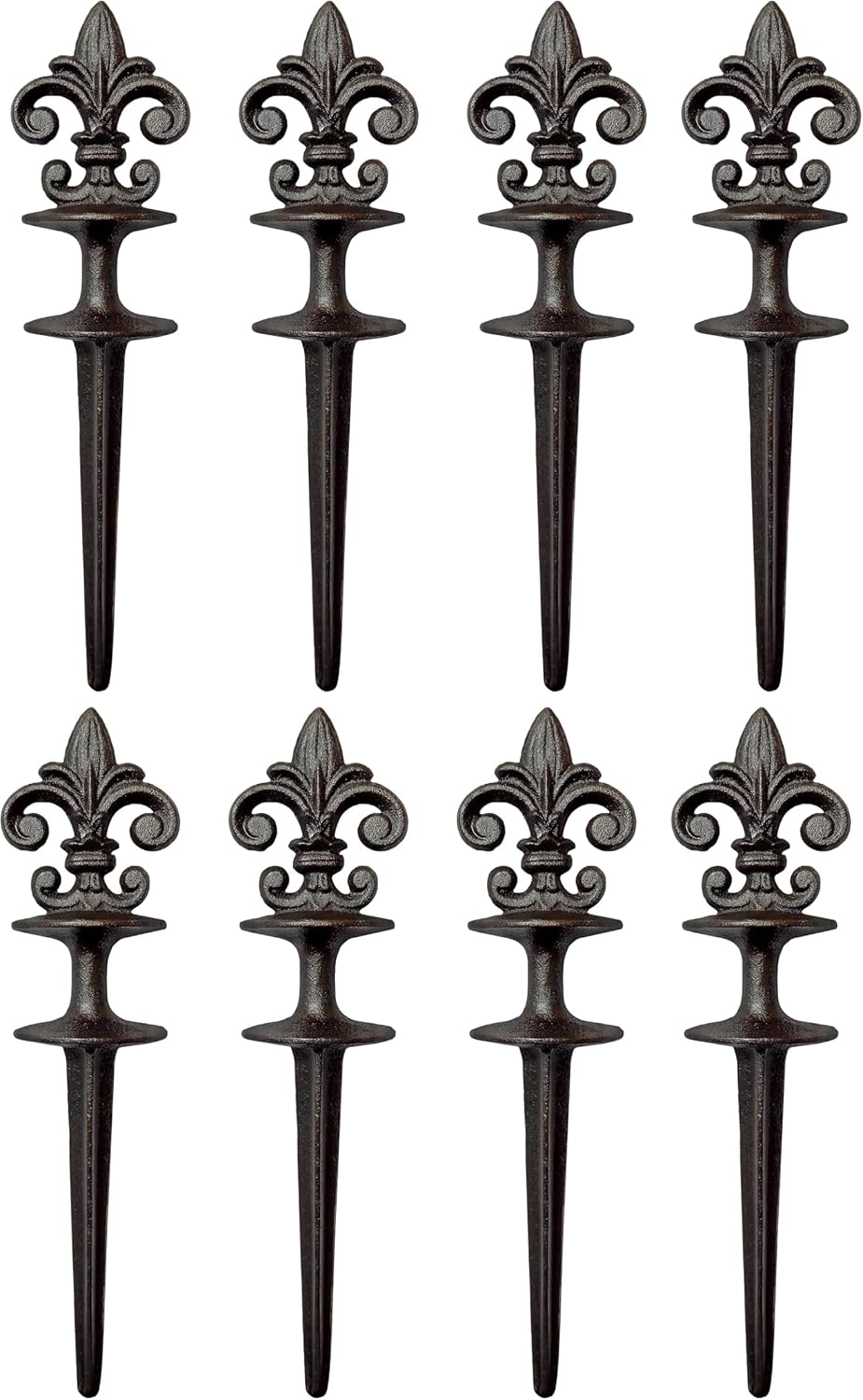 Antique Black Cast Iron Garden Fleur de lis Hose Guides, Set of 3. Strong and Decorative Hose Guide that Protects Your Plants and Provides Elegance to Your Garden