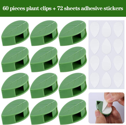 60 Plant Climbing Clips Wall Fixture with 72 Stickers for Vine