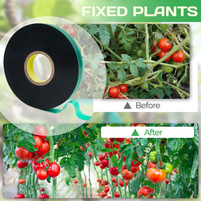 2Pcs Green Garden Tape,Total 300Ft 0.5" Plant Tape for Climbing Plants,Stretch Tie Tapes,Roll Plant Ties for Outdoor Plants,Suitable for Tomatoes Vegetables Flowers Branches Tree Support