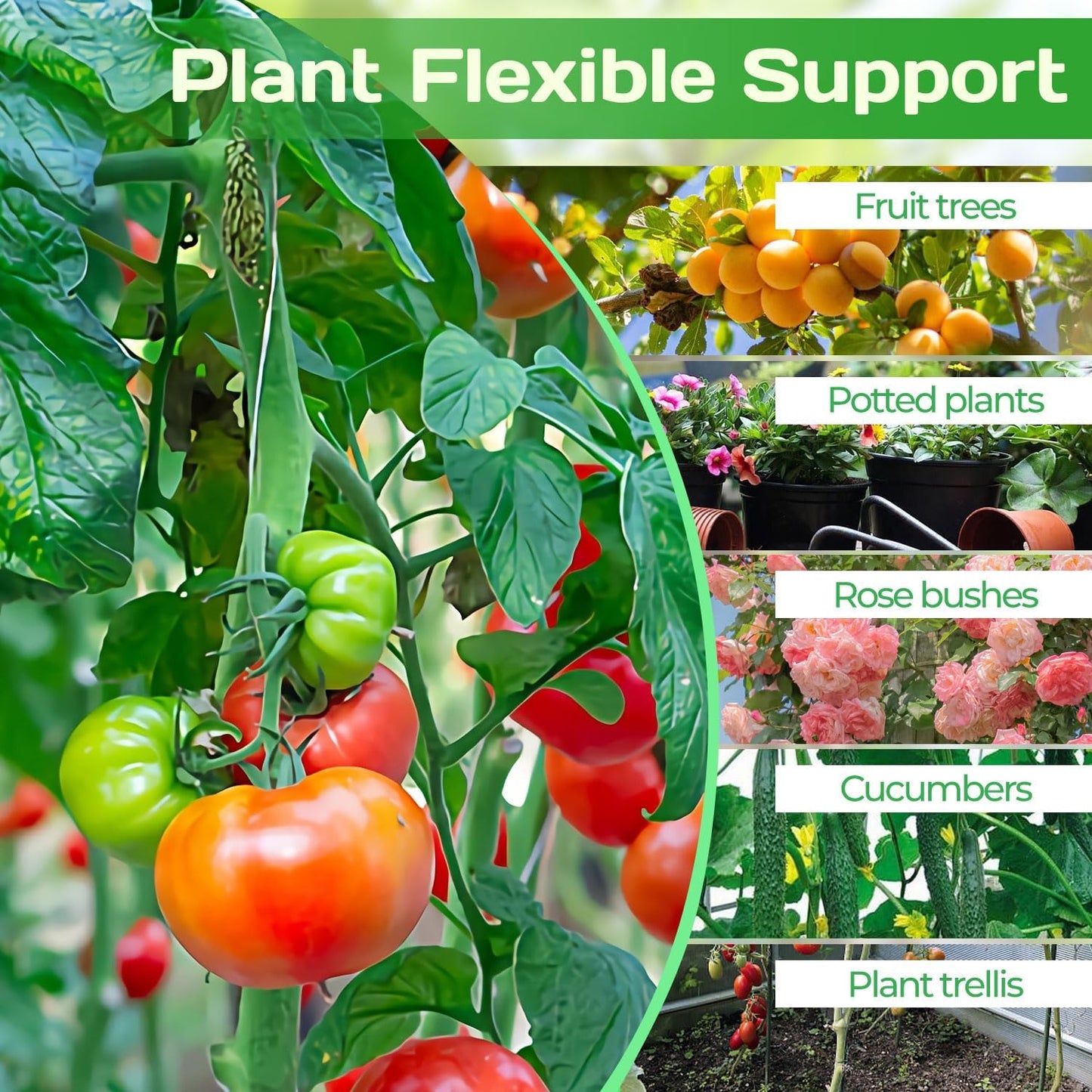 2Pcs Green Garden Tape,Total 300Ft 0.5" Plant Tape for Climbing Plants,Stretch Tie Tapes,Roll Plant Ties for Outdoor Plants,Suitable for Tomatoes Vegetables Flowers Branches Tree Support