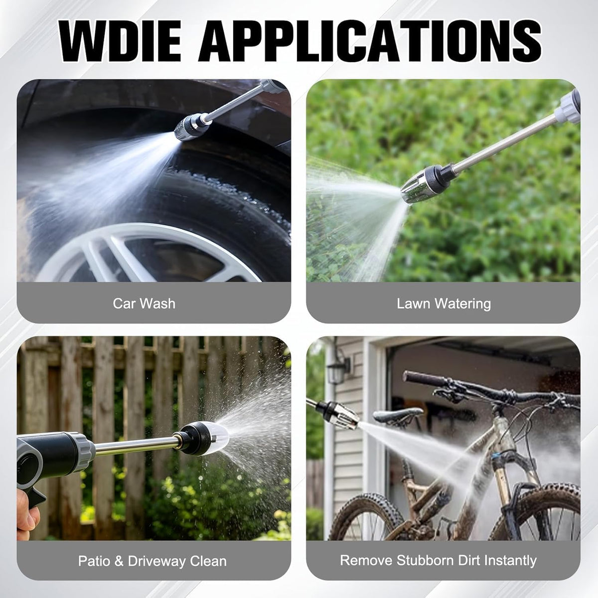 Pressure Washer Spray Nozzle, Heavy Duty Garden Hose Nozzle, Multi Function Lawn & Garden Watering Sprayer, 360° Rotating for Three Spray Modes, Effortless Dirt & Stain Removal(1 Set)