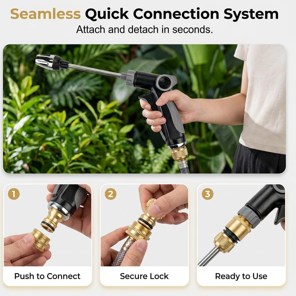 Pressure Washer Spray Nozzle, Heavy Duty Garden Hose Nozzle, Multi Function Lawn & Garden Watering Sprayer, 360° Rotating for Three Spray Modes, Effortless Dirt & Stain Removal(1 Set)