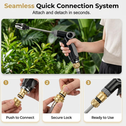 Pressure Washer Spray Nozzle, Heavy Duty Garden Hose Nozzle, Multi Function Lawn & Garden Watering Sprayer, 360° Rotating for Three Spray Modes, Effortless Dirt & Stain Removal(1 Set)