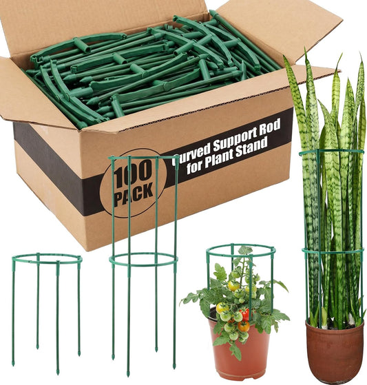 100 Pcs Plant Support Stake 5.9" W X 9.8" H Half Round Plant Cage Stackable Garden Flower Support for Indoor Outdoor Flower Vegetable Tomato Peony Monstera Hydrangea Climbing Plants
