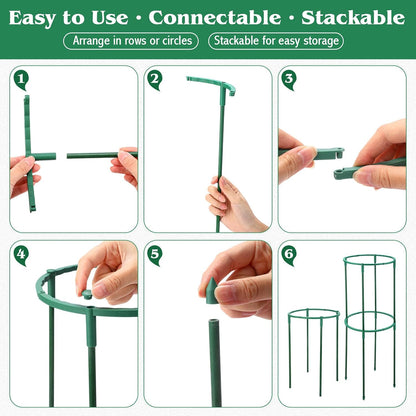 100 Pcs Plant Support Stake 5.9" W X 9.8" H Half Round Plant Cage Stackable Garden Flower Support for Indoor Outdoor Flower Vegetable Tomato Peony Monstera Hydrangea Climbing Plants