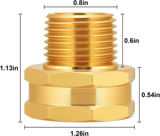 Brass Garden Hose Adapter,1/2"NPT Male to 3/4"GHT Female Fittings