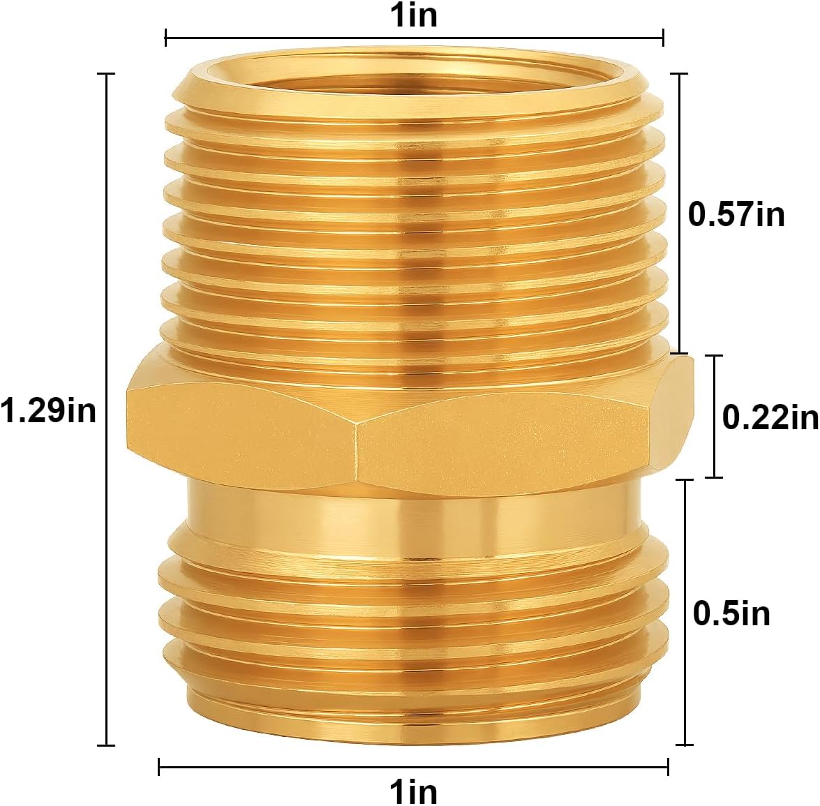 Brass Garden Hose Adapter,1/2"NPT Male to 3/4"GHT Female Fittings