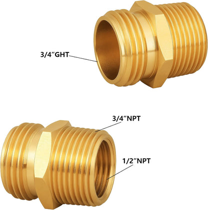 Brass Garden Hose Adapter,1/2"NPT Male to 3/4"GHT Female Fittings