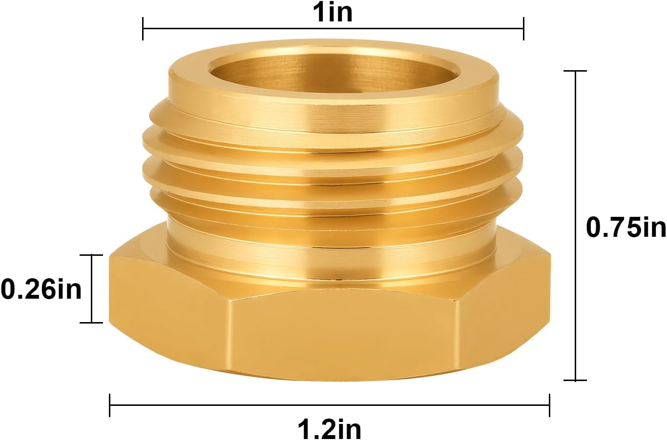 Brass Garden Hose Adapter,1/2"NPT Male to 3/4"GHT Female Fittings