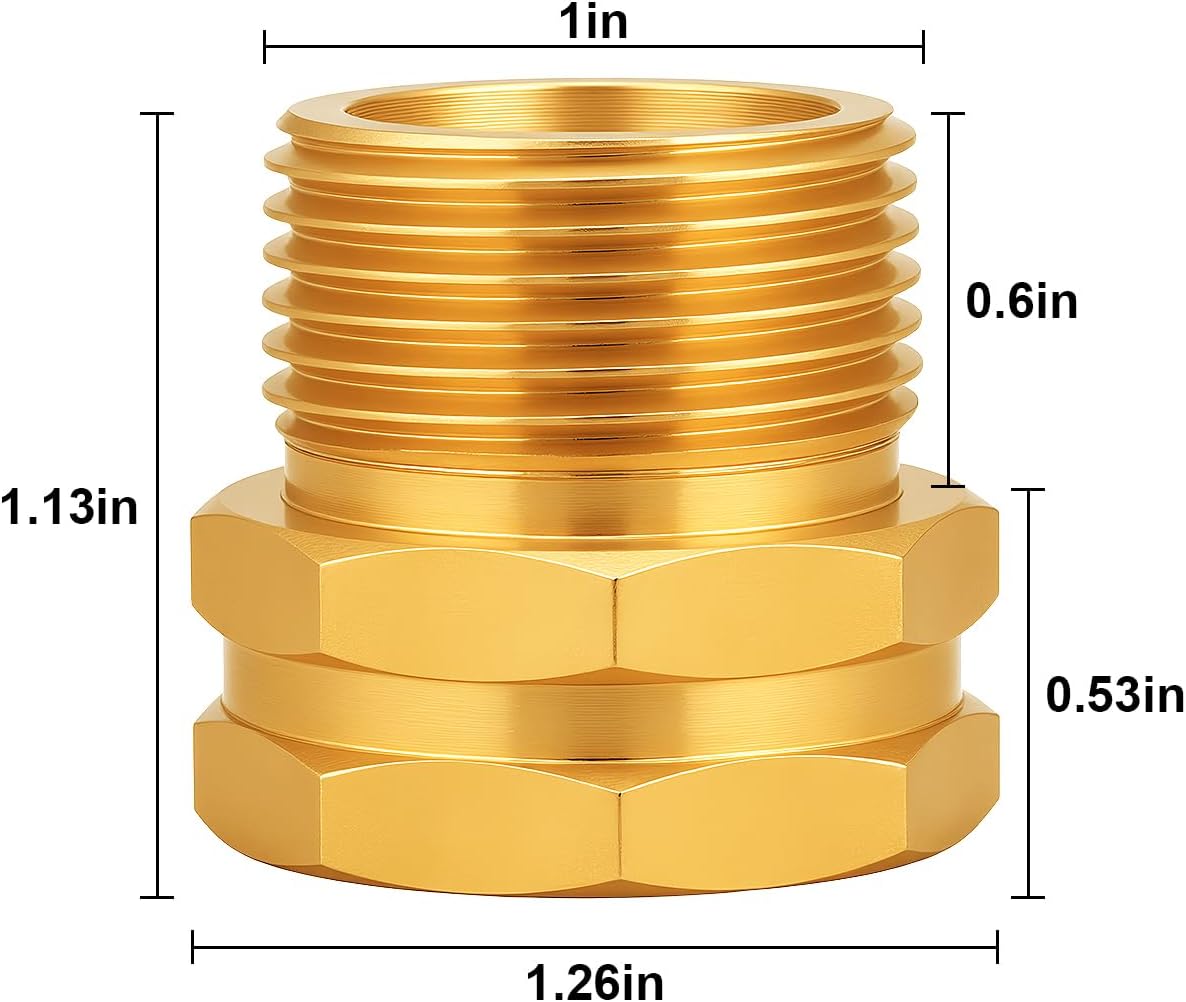 Brass Garden Hose Adapter,1/2"NPT Male to 3/4"GHT Female Fittings