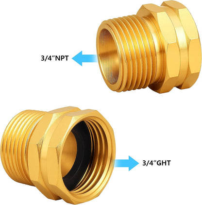 Brass Garden Hose Adapter,1/2"NPT Male to 3/4"GHT Female Fittings
