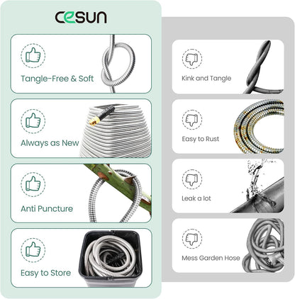 Short Garden Hose 5 feet, Metal Water Hose, Female to Male, 5ft, 5/8"