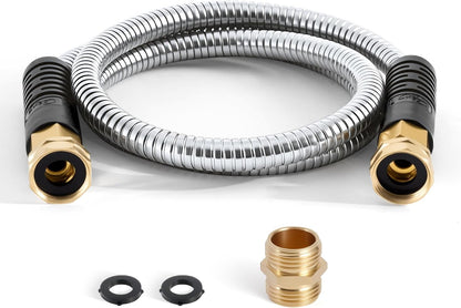 Short Garden Hose 5 feet, Metal Water Hose, Female to Male, 5ft, 5/8"