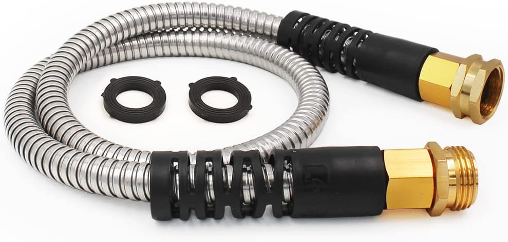 Short Garden Hose 5 feet, Metal Water Hose, Female to Male, 5ft, 5/8"