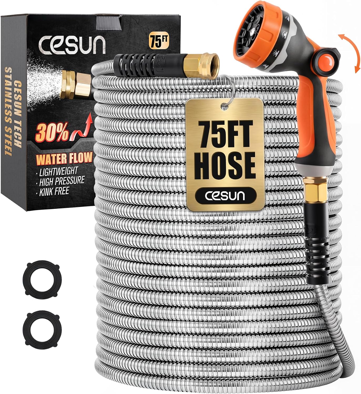 Short Garden Hose 5 feet, Metal Water Hose, Female to Male, 5ft, 5/8"