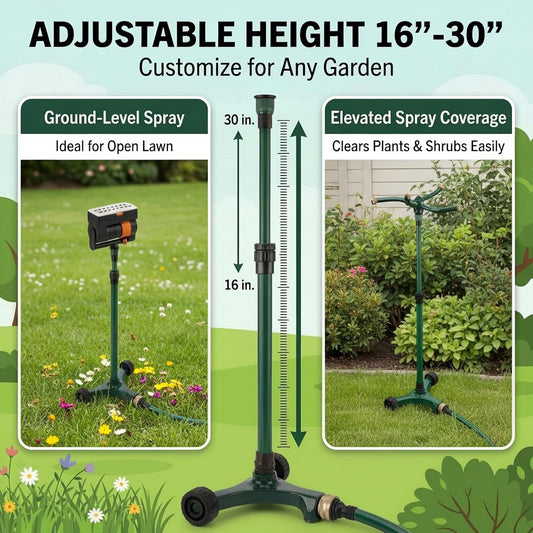 3-in-1 Lawn Sprinkler System with Adjustable 16-30" Riser