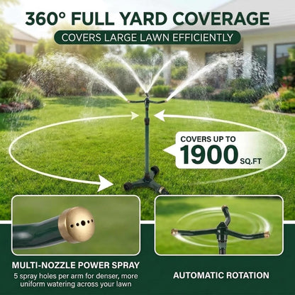 3-in-1 Lawn Sprinkler System with Adjustable 16-30" Riser