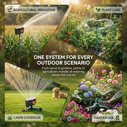 3-in-1 Lawn Sprinkler System with Adjustable 16-30" Riser