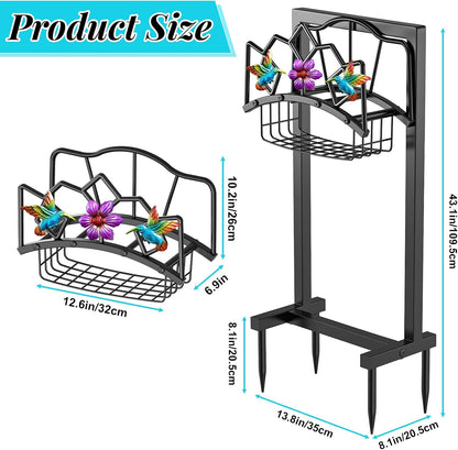Garden Hose Holder, Heavy Duty Metal Water Hose Holder with Storage Basket, Freestanding Hose Stand Hanger, Sturdy Hoses Storage Rack 150-feet for Outside Yard Lawn