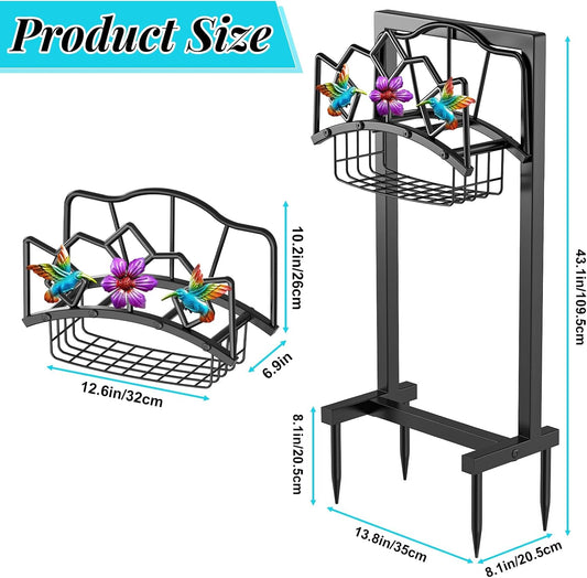 Garden Hose Holder, Heavy Duty Metal Water Hose Holder with Storage Basket, Freestanding Hose Stand Hanger, Sturdy Hoses Storage Rack 150-feet for Outside Yard Lawn