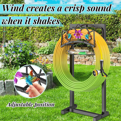 Garden Hose Holder, Heavy Duty Metal Water Hose Holder with Storage Basket, Freestanding Hose Stand Hanger, Sturdy Hoses Storage Rack 150-feet for Outside Yard Lawn