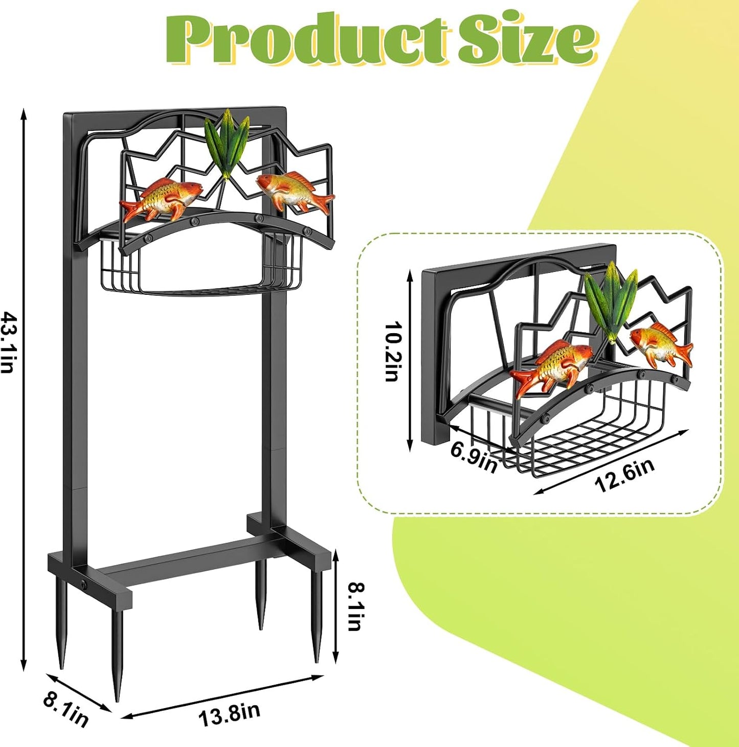 Garden Hose Holder, Heavy Duty Metal Water Hose Holder with Storage Basket, Freestanding Hose Stand Hanger, Sturdy Hoses Storage Rack 150-feet for Outside Yard Lawn