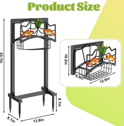 Garden Hose Holder, Heavy Duty Metal Water Hose Holder with Storage Basket, Freestanding Hose Stand Hanger, Sturdy Hoses Storage Rack 150-feet for Outside Yard Lawn