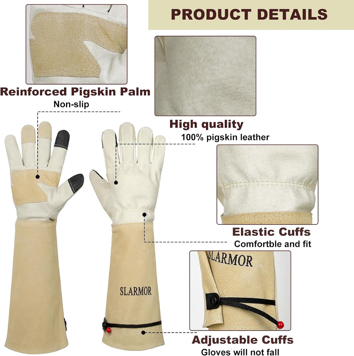 Gardening Gloves for Women Men, Long Thorn Proof Rose Pruning Glove