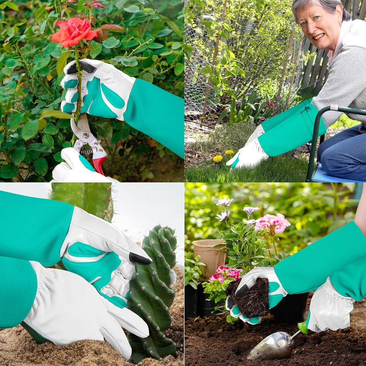 Gardening Gloves for Women Men, Long Thorn Proof Rose Pruning Glove