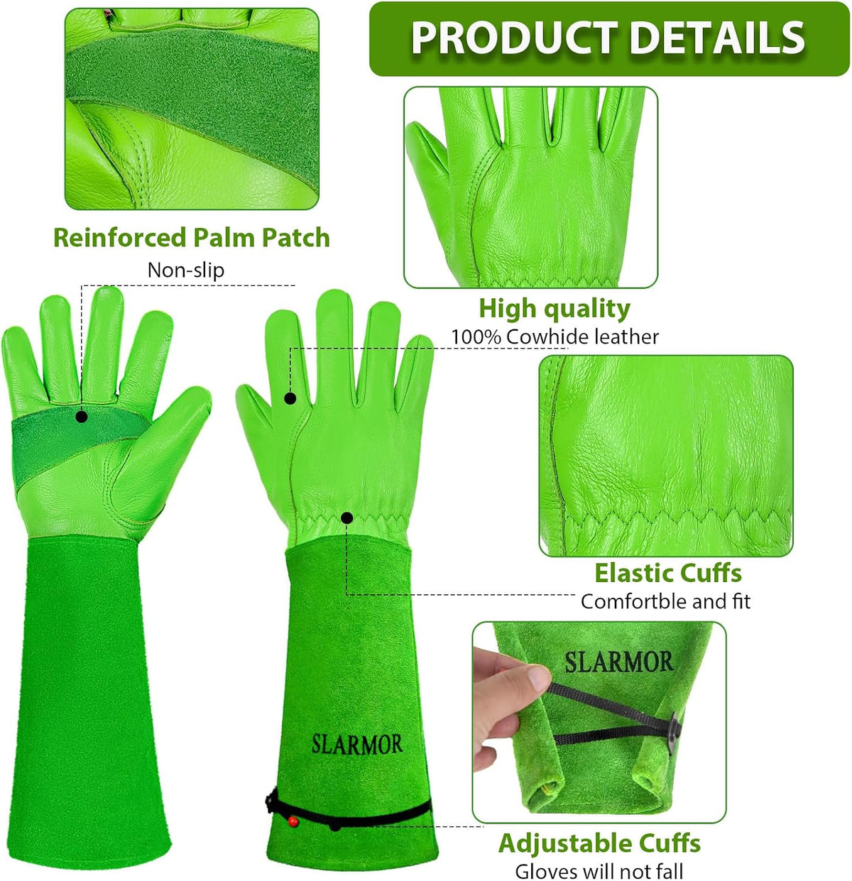 Gardening Gloves for Women Men, Long Thorn Proof Rose Pruning Glove