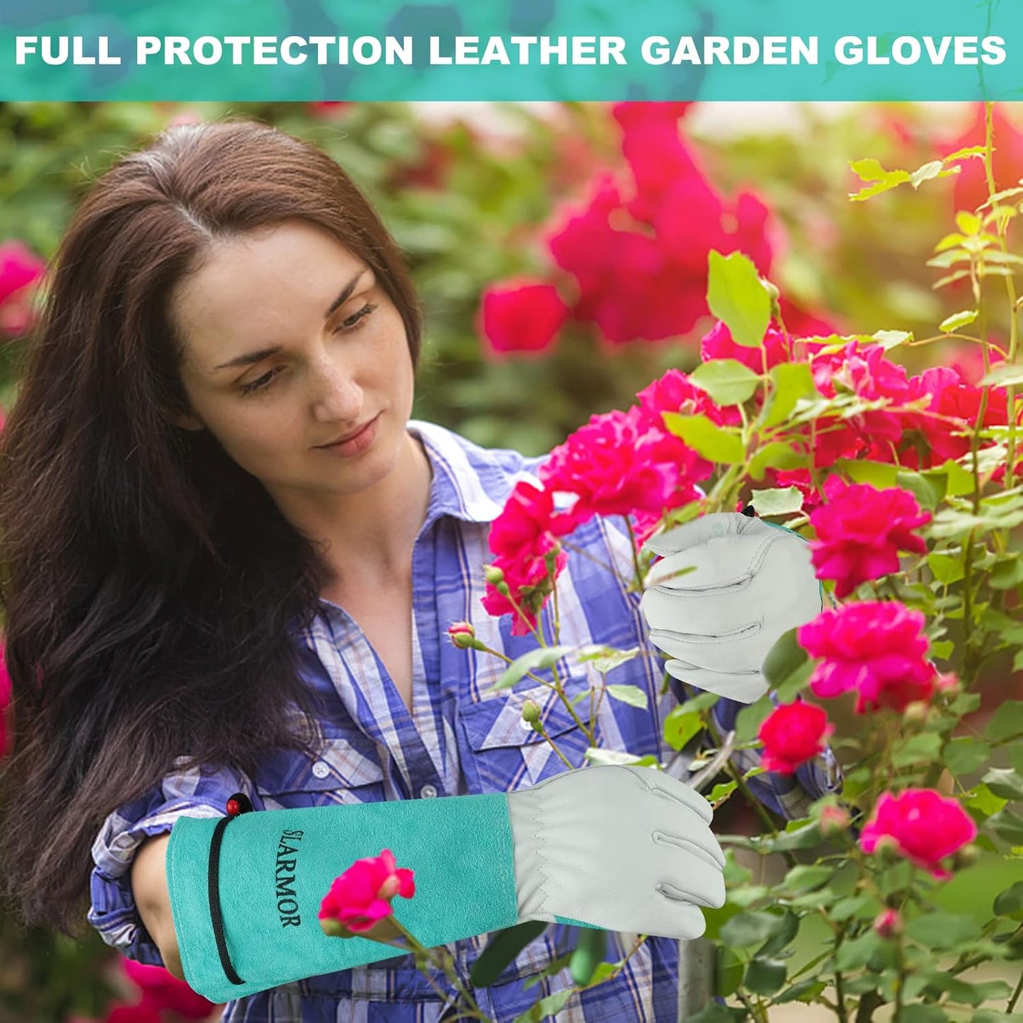 Gardening Gloves for Women Men, Long Thorn Proof Rose Pruning Glove