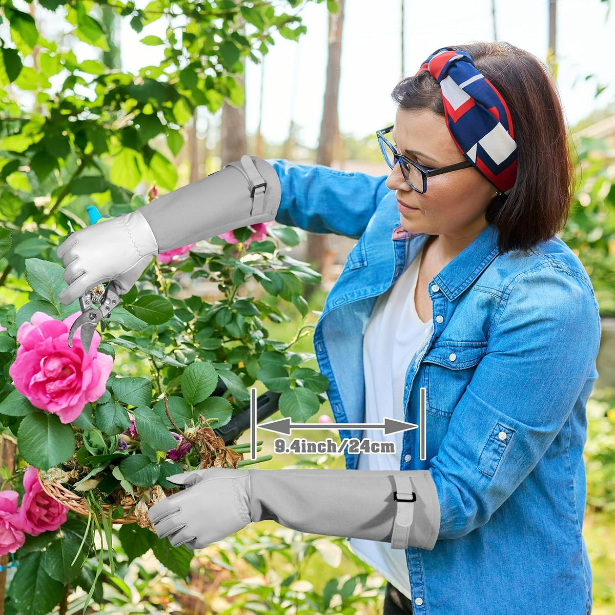 Gardening Gloves for Women Men, Long Thorn Proof Rose Pruning Glove