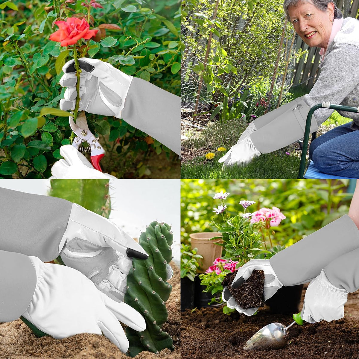 Gardening Gloves for Women Men, Long Thorn Proof Rose Pruning Glove