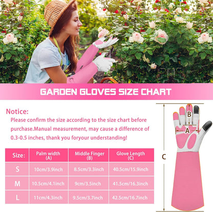Gardening Gloves for Women Men, Long Thorn Proof Rose Pruning Glove