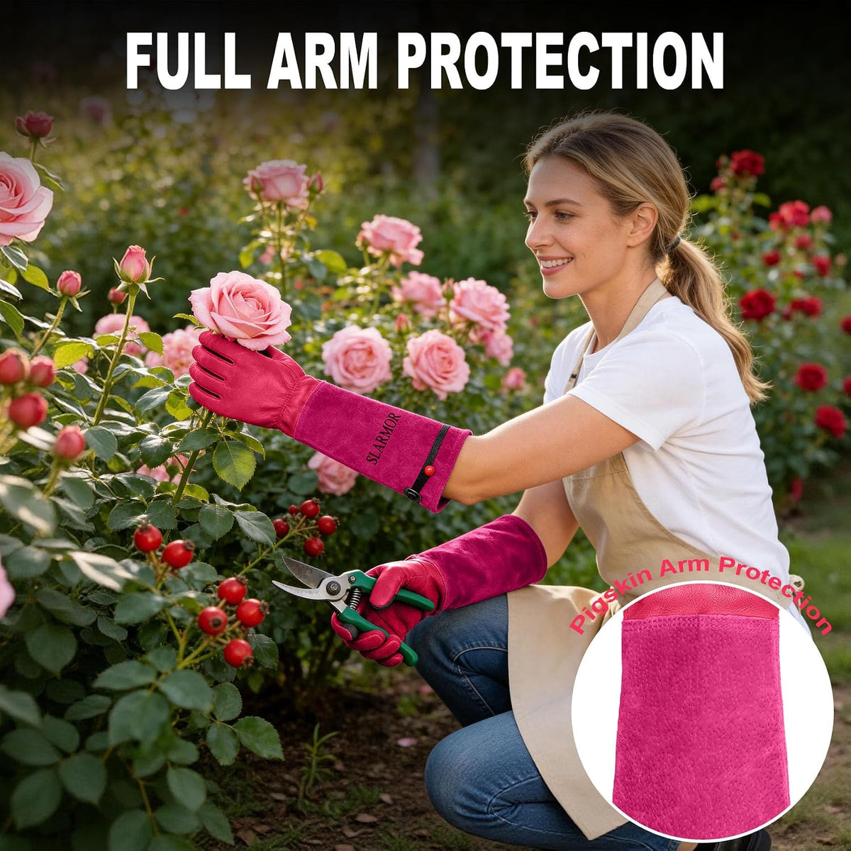 Gardening Gloves for Women Men, Long Thorn Proof Rose Pruning Glove