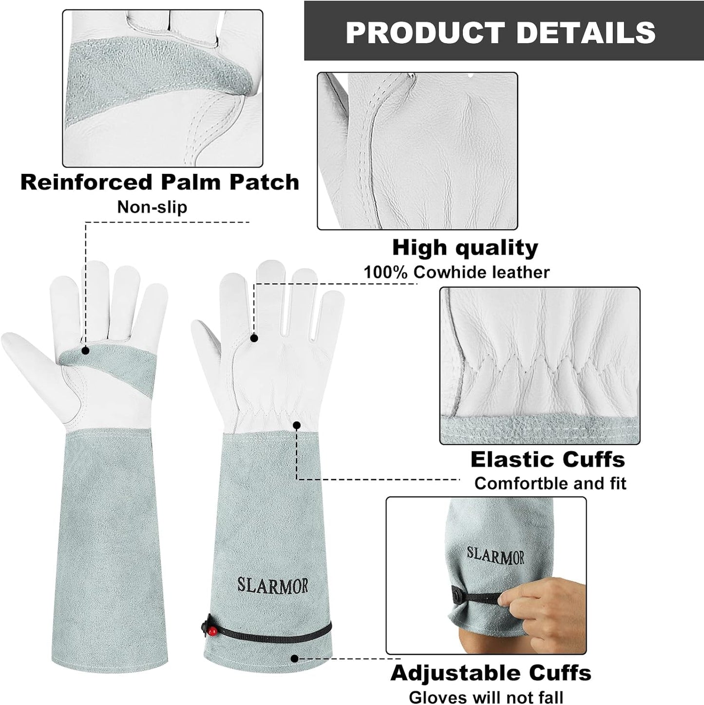Gardening Gloves for Women Men, Long Thorn Proof Rose Pruning Glove