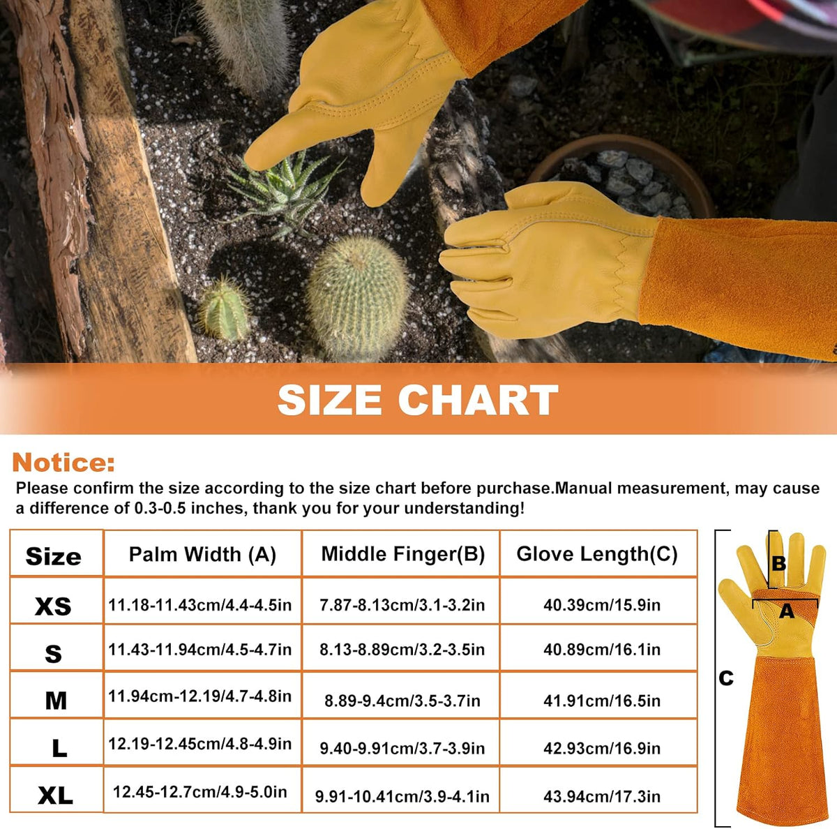 Gardening Gloves for Women Men, Long Thorn Proof Rose Pruning Glove