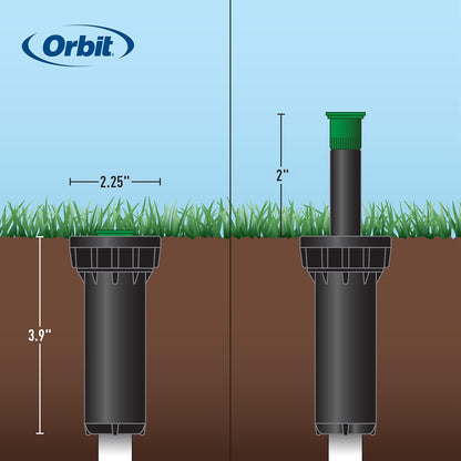 80330 2" Professional Series Adjustable Pressure-Regulating Spray Sprinkler Body with Brass 15' x 5' Center-Strip Pattern Nozzle