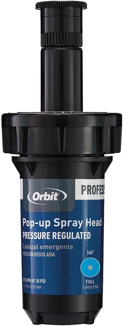 80330 2" Professional Series Adjustable Pressure-Regulating Spray Sprinkler Body with Brass 15' x 5' Center-Strip Pattern Nozzle