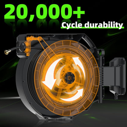 Retractable Hose Reel 5/8 in x100 ft， Wall Mounted Hose Reel