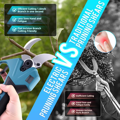 1.6" Brushless Electric Pruning Shears with 2x2.0Ah Battery